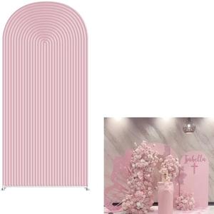 HUAYI Pink Ripples Pattern Arch Backdrop Cover for Birthday Party Wedding Baby Shower Decorations Chiara Backdrops Arched Wall Frame Stands Covers Props GP-456 4ft * 7ft