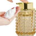 Foaming Soap Dispenser, Amber Glass Soap Dispenser with Gold Pump, 12 Oz Refillable Large Lotion Container Bottle, Foam Lotion Dispensers for Kitchen Bathroom Countertop