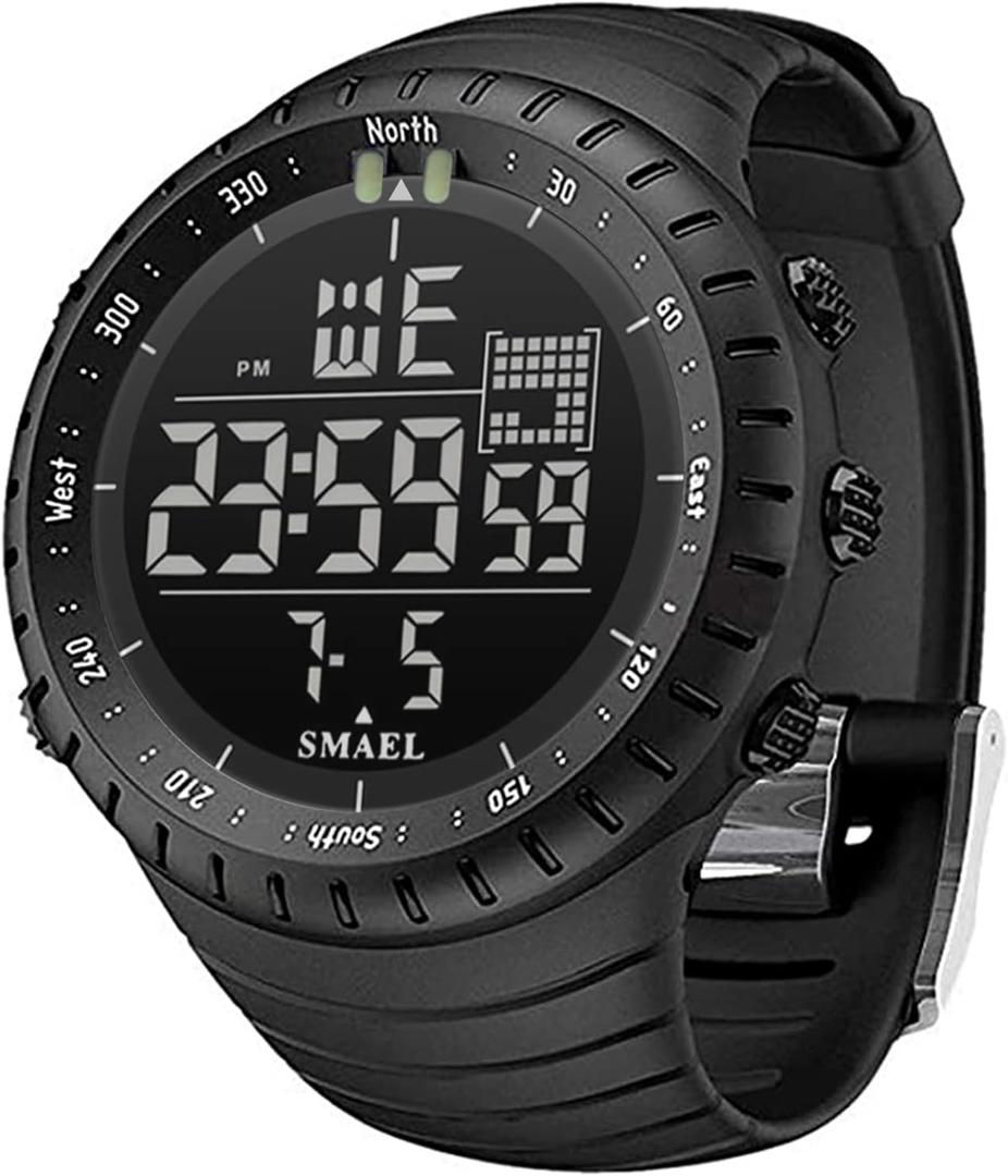 Mens Digital Watch Sports Military Watches Waterproof Outdoor Chronograph Wrist Watches for Men with LED Back Ligh/Alarm/Date