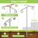Single Step Handrail, 1 or 2 Steps Single Post Handrail in Ground, Grey Rust-Proof Wrought Iron Stair Railing for Seniors, Porch, Deck