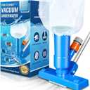 Pool Vacuum for Above Ground Pool with Nylon Mesh Net, Jet Underwater Cleaner & 3 Scrub Brushes, Portable Pool Vacuum Cleaner for Swimming Pool Spa Fountain Pond Hot Tub, Soft Blue