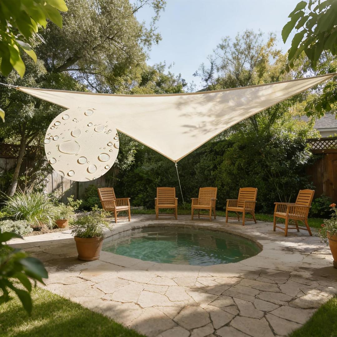 KALINCO Sun Shade Sail, Waterproof Shade Sail, 10'x10'x10' Triangle Sun Shade Sail Canopy, UV Block Sunshade with Free Rope for Outdoor Garden Yard Deck Patio