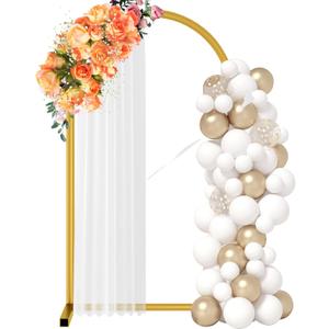6.5 ft Gold Metal Balloon Arch Stand, Arch Backdrop Stand with Stable Base,Easy-to-Install Wedding, Birthday, Baby Shower & Garden Party Decoration