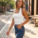 Women Halter Tank Tops Summer 2026 Backless Going Out Shirts Sexy Sleeveless Cute Crop Y2k Trendy Outfits (White, S)