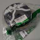 Dusty Blue and Champagne Gold Velvet Wired Ribbon 2.5" X 10 Yards Dusty Blue Velvet with Champagne Gold Glitter Border Stripe Christmas Ribbon for Tree, Wreath Supplies, Garlands Making