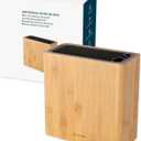 KITCHENDAO XL Bamboo Universal Knife Block Holder with Slots for Scissors and Sharpening Rod, Safe, Space Saver Knives Storage Stand Display without Knives, Unique Slot Design to Protect Blade