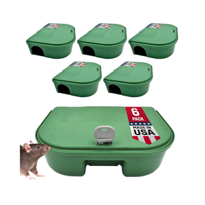 Exterminators Choice - 6 Pack Rat Bait Station Boxes with 1 Key - Heavy Duty Mouse Trap Poison Holder - Great for Catching Rats and Mice - Pest Control - Durable and Discreet