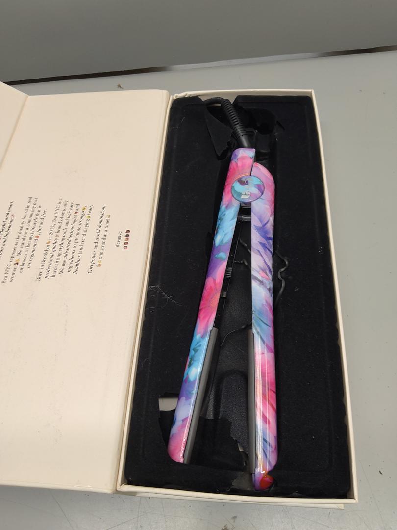 Eva NYC Healthy Heat Ceramic Styling Hair Iron, Flat Iron Hair Straightener with Far-Infrared, Hair Iron Straightener with Adjustable Heat, Straightening & Curling Tool, 1.25 Inches, Floral Frenzy