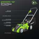 Greenworks 40V 16in Push Lawn Mower, 4.0 Ah Battery and Charger, Cordless