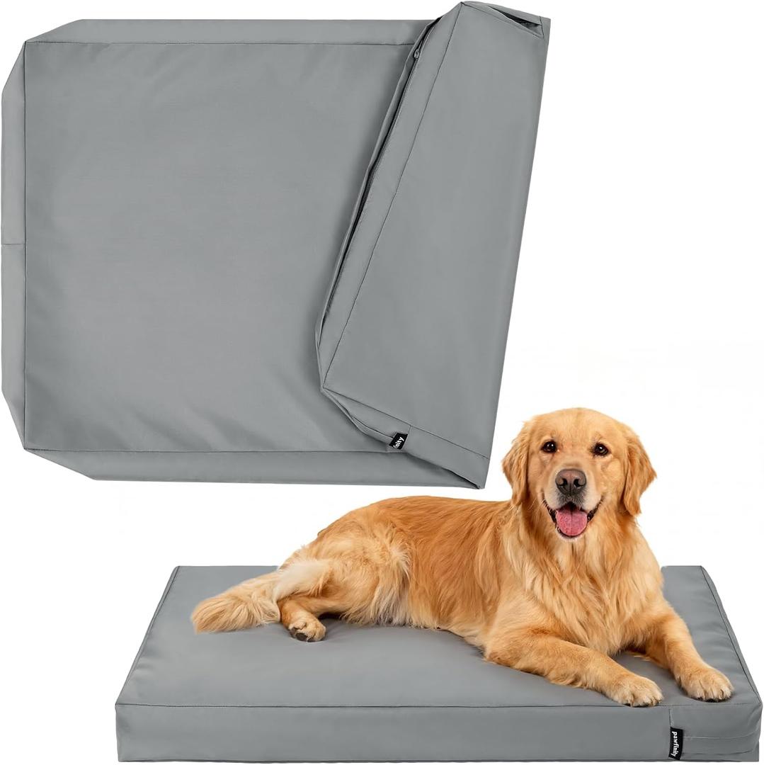 PAWFINITY Waterproof Dog Bed Cover Replacement Washable, Extra Large, XL, Easy to Clean, Pet Hair Resistant, Heavy Duty Oxford, Zipper Closure, Indoor/Outdoor, Fits 50 Inch Crate - 48x35x4