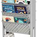 5-Tier Mobile Bookshelf, Rolling Bookcase Book Storage Rack, Movable File Folder Organizer Cart with Wheels for Home Study Office Living Room Classroom, Gray