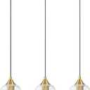 VONLUCE Pendant Lights Kitchen Island, Brushed Gold Pendant Light Fixtures with E26 Base & Adjustable Cable, Modern Pendant Lighting with Glass Shade for Living Room Bedroom Hallway, 3 Packs