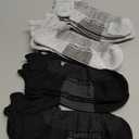 BAMBOO COOL Men's Ankle Socks Athletic Cushioned Moisture Wicking, Running Socks Arch Support Breathable, Heel Tab 8 Pack (Large, 4*black/4*grey)