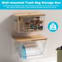 Trash Bag Holder Dispenser with Bamboo Lid, 2 Pack Clear Stackable Plastic Grocery Bag Holder for Home Kitchen Pantry Countertop, Medium & Large Wall Mounted Storage Bins for Onion Potato Storage