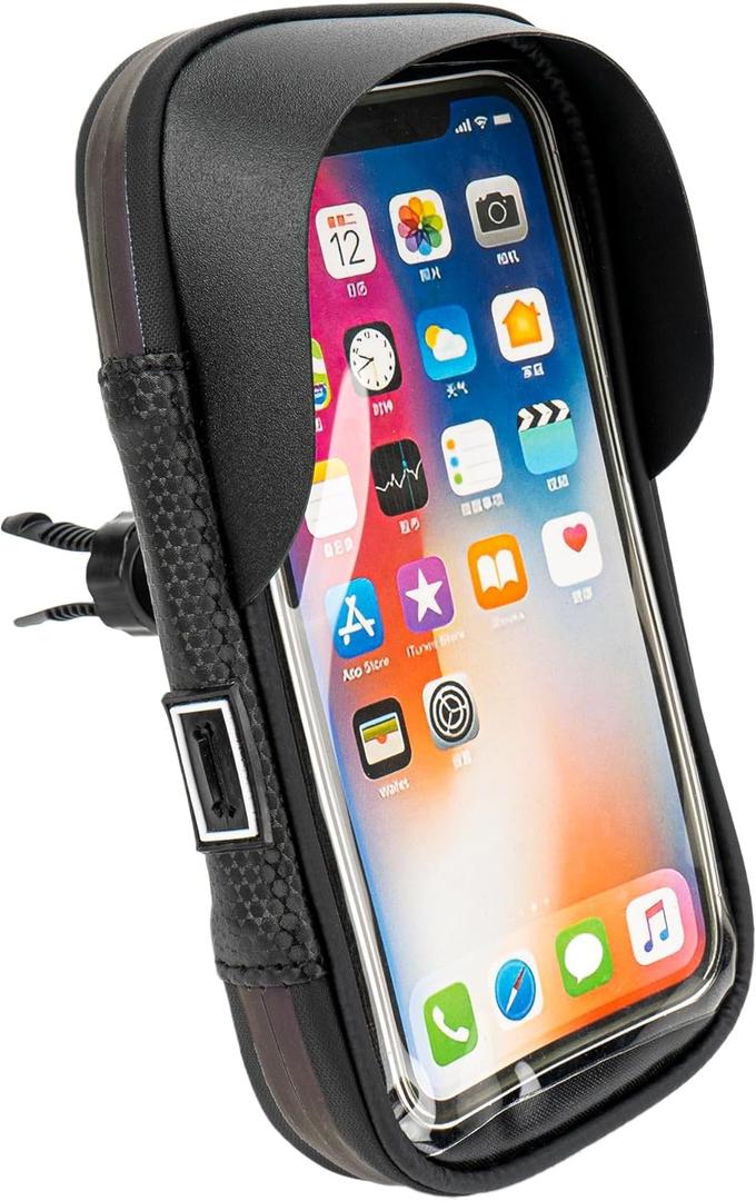 Waterproof Bike Phone Bag with Touchscreen, Bicycle Frame Phone Holder Fits Up to 7 Inch Phones, Cycling Top Tube Bag with Sun Visor for Road Bike & MTB