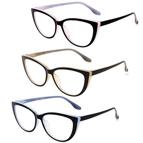 CRGATV 3 Pack Reading Glasses Blue Light Blocking Stylish Cat Eye Computer Readers Anti Eyestrain & Glare for Women +1.25