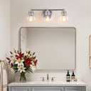 Upgrade 3-Light Bathroom Light Fixtures, Modern Vanity Light with Globe Glass Shade, Silver Chrome Bathroom Lights Over Mirror, Vanity Lights for Bathroom Bedroom Kitchen Hallway Living Room