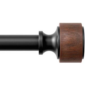 Wood Curtain Rods for Windows 30 to 45 Inch, 1 Diameter Drapery Rod with Imitation Wood Grain Finials, Adjustable Heavy Duty Curtain Rod Set, Indoor/Outdoor Modern Curtains Rods