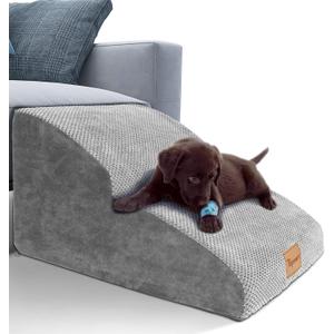 Topmart High Density Extended Foam Dog Ramp&Steps 2 Tiers,11.8" High,Non-Slip Dog Stairs,Soft Foam Pet Ladder with Removable Cover,Best for Injured,Older Cats,Pets with Joint Pain