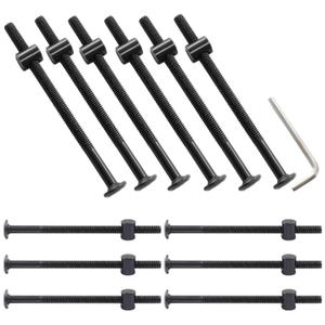 Murtenze 12-Pack M6 X 100mm Bunk Bed Bolts Black, Hex Drive Socket Furniture Barrel Screws with Nuts for Furniture Crib Baby Bed (with 1 x Wrench)
