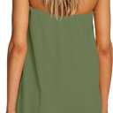 ReachMe Womens Strapless Short Rompers Off Shoulder One Piece Short Jumpsuits Summer Sleeveless Rompers with Pockets (Green, S)