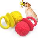 Latex Chew Dog Toys, Novelty Squeaky Pacifier Dog Toys for Teething Puppies, Mild Chewing Small, Medium, Large Dogs, Pet Dogs Supplies Newborn Puppy Gift (2 Pcs, Red+Yellow