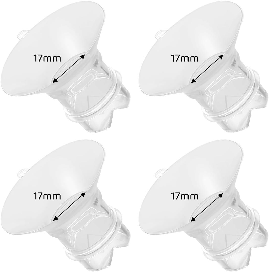 Flange Inserts 17mm Compatible with Medela/Spectra/TSRETE/Elvie/Momcozy/Bellababy Breast Pump 24mm Shields/Flanges, Reduce 24mm Nipple Tunnel Down to 17 mm, 4PCS