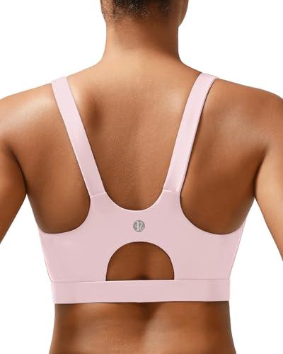 RUNNING GIRL High Support Sports Bras for Women, Molded Cup High Impact Sports Bras for Women Large Bust(3026_Pink_L)