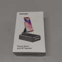 Cell Phone Stand with Wireless Bluetooth Speaker and Anti-Slip Base HD Surround Sound Perfect for Home and Outdoors with Bluetooth Speaker for Desk Compatible with iPhone/ipad/Samsung Galaxy (Black)