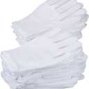 EBOOT 12 Pairs White Cotton Gloves Soft Cloth Dust Gloves for Serving Inspection Costume Work Glove Liners for Serving Costume Coin Jewelry Silver Inspection(Medium)