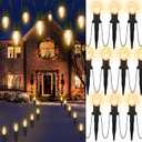 Outdoor Warm Christmas Pathway Lights, 24.2ft 20 Lights with Stakes, Outside Walkway Marker, C9 Christmas Decor, Driveway Decorations, Waterproof, Hanging or Plugging