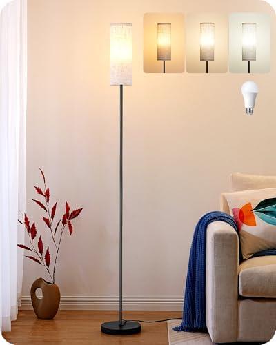 EDISHINE Floor Lamps for Living Room, 63.7in Minimalist Standing Lamp with 9W LED Bulb, 3 Color Temperature, Modern Corner Lamp for Bedroom, Nursery, Office, Foot Pedal Switch, Black 