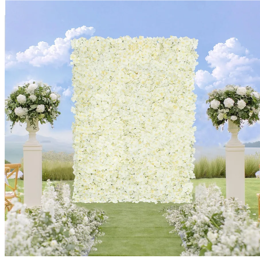 26 Pcs Flower Wall Panel Backdrop 14X14 Artificial Flower Wall Hydrangea Flower Backdrop Floral Background for Wedding Party Birthday Home Photo Decor