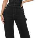 Hybrid & Company Womens Super Comfy Stretch Denim jumpsuit Pants Overalls (Small, Pvj156998-black)