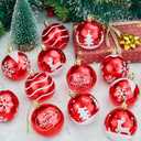 Joiedomi 36 Pcs Red Christmas Ball Ornaments Set, 2.3" Christmas Painting & Glittering Tree Hanging Decoration, Xmas Shatterproof Indoor Decoration for Tree Wreath Holidays Party Supplies