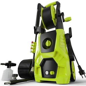 SISUPASSIE Pressure Washer, 5000PSI Max 3.6GPM with Foam Cannon 35FT Power Cord 4 Nozzles for Cars, Green
