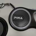 PINA Retractable Dog Leash, 26ft Dog Leash for Small Medium Large Dogs Up to 110lbs, 360 Tangle-Free Strong Reflective Nylon Tape, with Anti-Slip Handle, One-Handed Brake, Lock - Black Gray