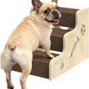Dog Stairs for Small Dogs, 3-Step Wooden Dog Ramp for Bed, Couch & Car, Non-Slip Pet Stairs for Small Old Short-Legged Puppy & Cat, Indoor Pet Steps with X-Brace Support, Dog Ramp-1 Pack