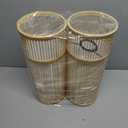 Bamboo Pendant Light (Set of 2) - Mini Wicker Pendant Light, Natural Hand-Woven Bamboo Light Fixture for Home Decor