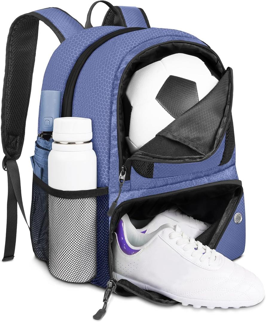 YOREPEK Soccer Backpack,Soccer Bag with Ball Holder, Water resistant Sport Equipment Bags Fit Basketball Volleyball Football (Purple)