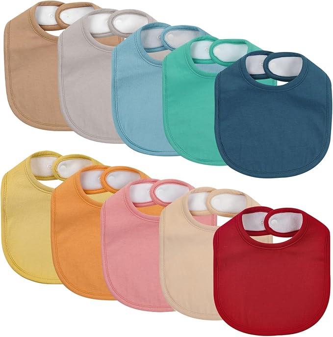 Baby Snap Bibs for Boys Girls,10 Pack Bandana Drool Bibs with Snap,Organic Cotton Snap Closure Bibs for Newborn