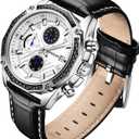 Mens Watches for Men Analog Quartz Watches with Waterproof Chronograph Calendar Leather Strap Stainless Steel Watch,Classic Stylish Fashion Sport Casual Business Wristwatch