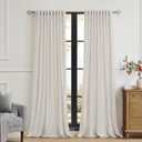 PRIMROSE Cream Ivory Curtains 102 inch for Living Room,2 Panels Drapes Blackout Rod Pocket Back Tab Window Treatment Room Darkening Thick Decorative Curtains for Bedroom