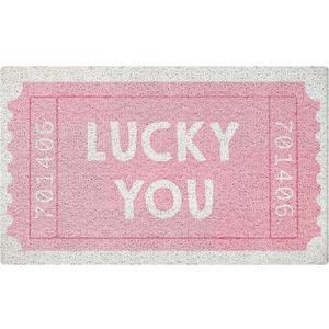SNNDER Trendy Retro Pink Door Mat, Funky Retro Lucky You Tickets Doormat for Front Door Porch Indoor Outdoor Outside Entrance, Pink Welcome Mats Doormat Outside, 17x30 Inch