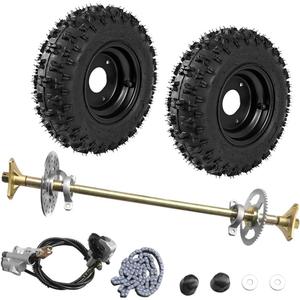 29inch Rear Axle Assembly Wheel Hub Set, Wheel Tires With Rim & Brake Assembly and T8F Chain Suitable for DIY Go Kart Quad, Trike, Drift Bikes