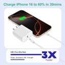 iPhone 16 15 Charger Fast Charging,3Pack 20W Fast Charging USB C Charger with 10Foot Long Type C to C Cable Cord TypeC Block Brick for iPhone 17/16e/16/16Pro/16 Plus/16 ProMax/15 Pro,iPad Air/Pro/Mini