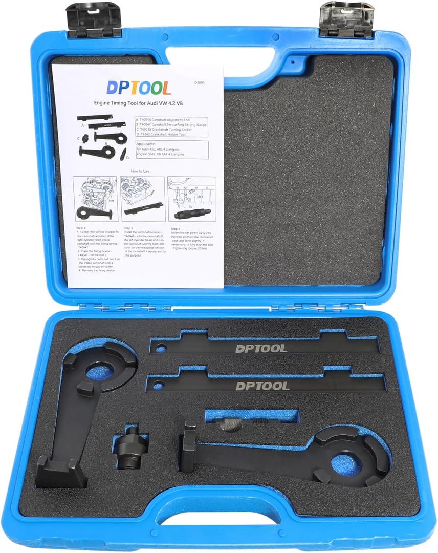 DPTOOL Camshaft Alignment Crankshaft Timing Tool Kit Compatible with Audi VW 4.2 V8 Engine T40046 T40047 T3242 T40058