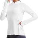 Pioneer Camp Womens UPF 50+ Sun Protection Hoodie Shirt with Pockets Long Sleeve Fishing Hiking Outdoor UV Shirts Lightweight (X-Large, White)