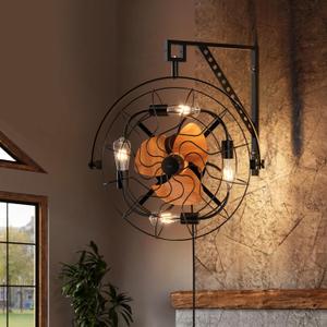 21" Fansconce Ceiling Fan with Remote and Lights, 6-Speed Plug-in Wall Mounted Fan, Timable Modern Farmhouse Fan for Patio, Garage, Toolroom, Workshop, Warehouse, Greenhouse, or Barn