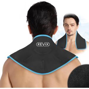 REVIX Neck Ice Wrap Ice Pack for Neck and Shoulders, Therapy for Promoting Flexibility and Mobility, Hot Cold Gel Packs Reusable for Post-Workout, Black
